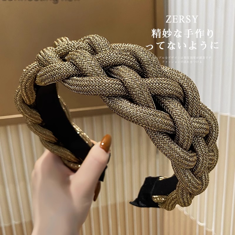 2025年新款高级感金属粗绳编织发箍女高颅顶显脸小压发卡发饰头箍