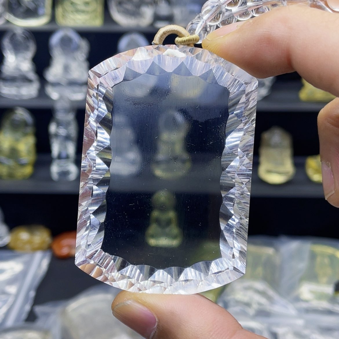 【闪购商品】水晶颈饰未镶嵌白水晶千禧面平安无事牌吊坠