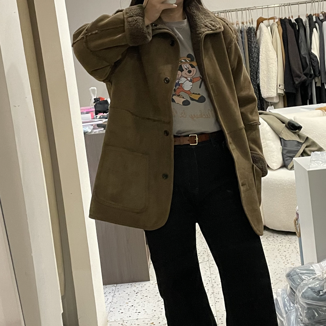 女冬季厚款中长款蒸汽复古短外套慵懒风INS风翻领