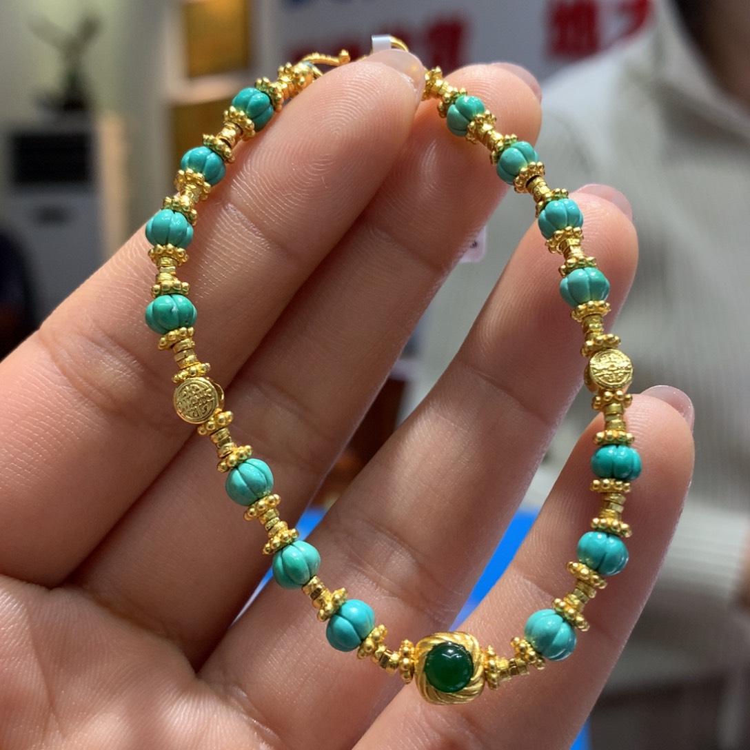 绿松石单圈银S925镶嵌