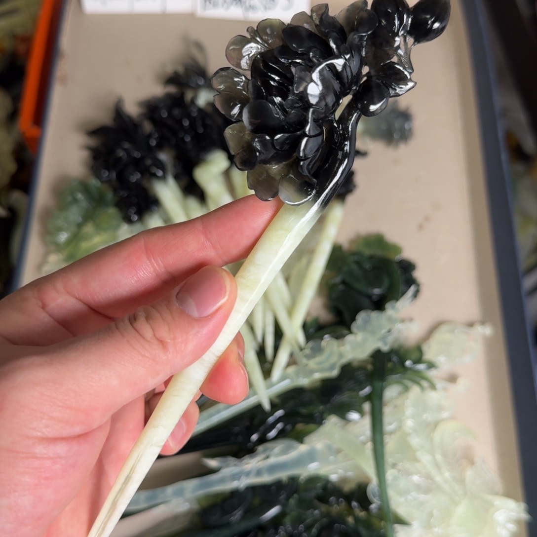 岫玉发饰未镶嵌明君玉簪就是好看