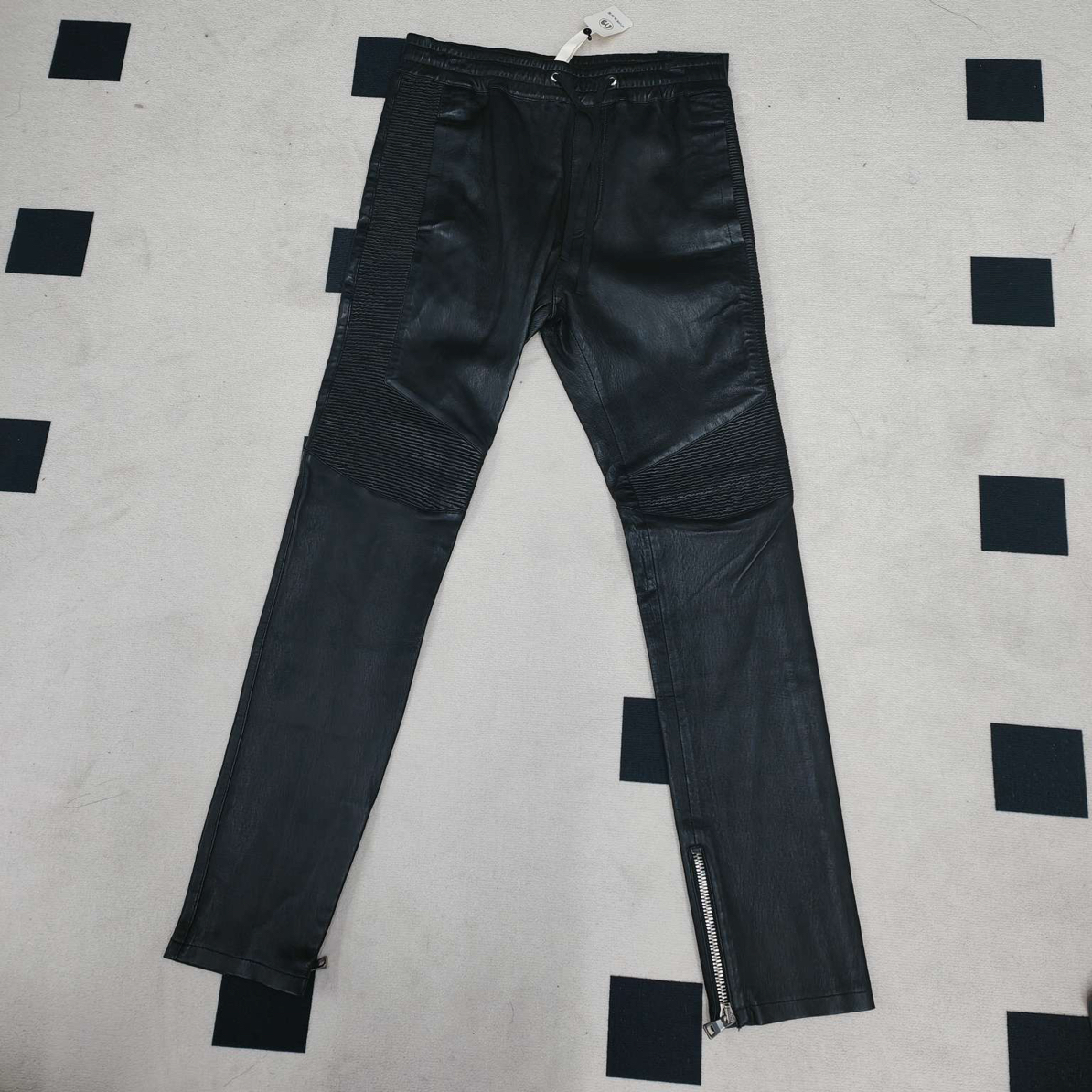 99新 BALMAIN/巴尔曼 BALMAIN/L码/黑色小羊皮皮裤