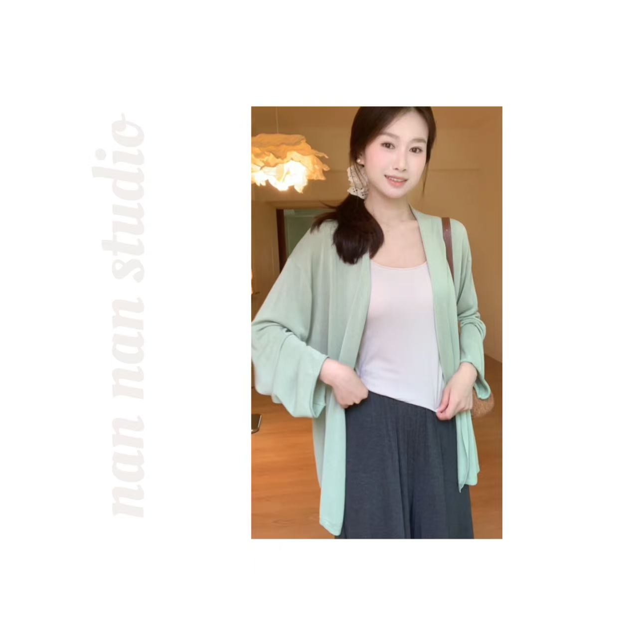 【随手搭】冰丝曲珠阔版气质慵懒感夏季防晒开衫