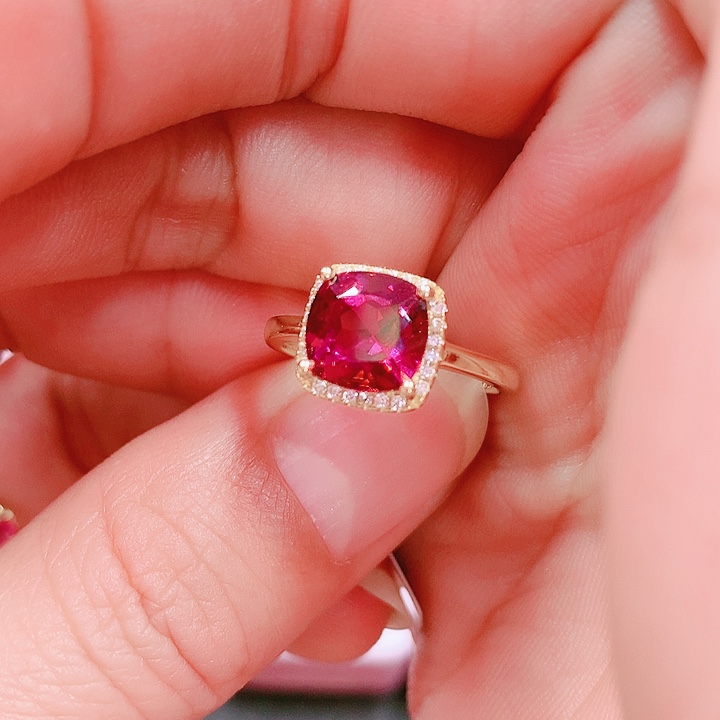 石榴石戒指银S925镶嵌8✖️8