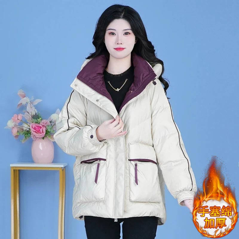 御寒保暖洋气减龄连帽棉服女2025潮冬季新款韩系加厚休闲显瘦外套