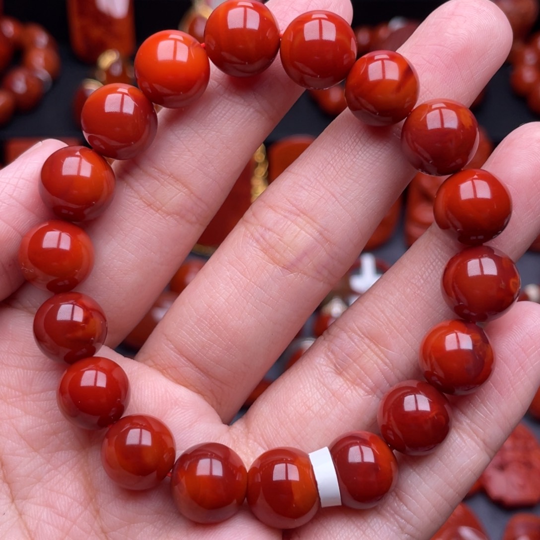 南红玛瑙未镶嵌珠宝奇石单圈11.5mm