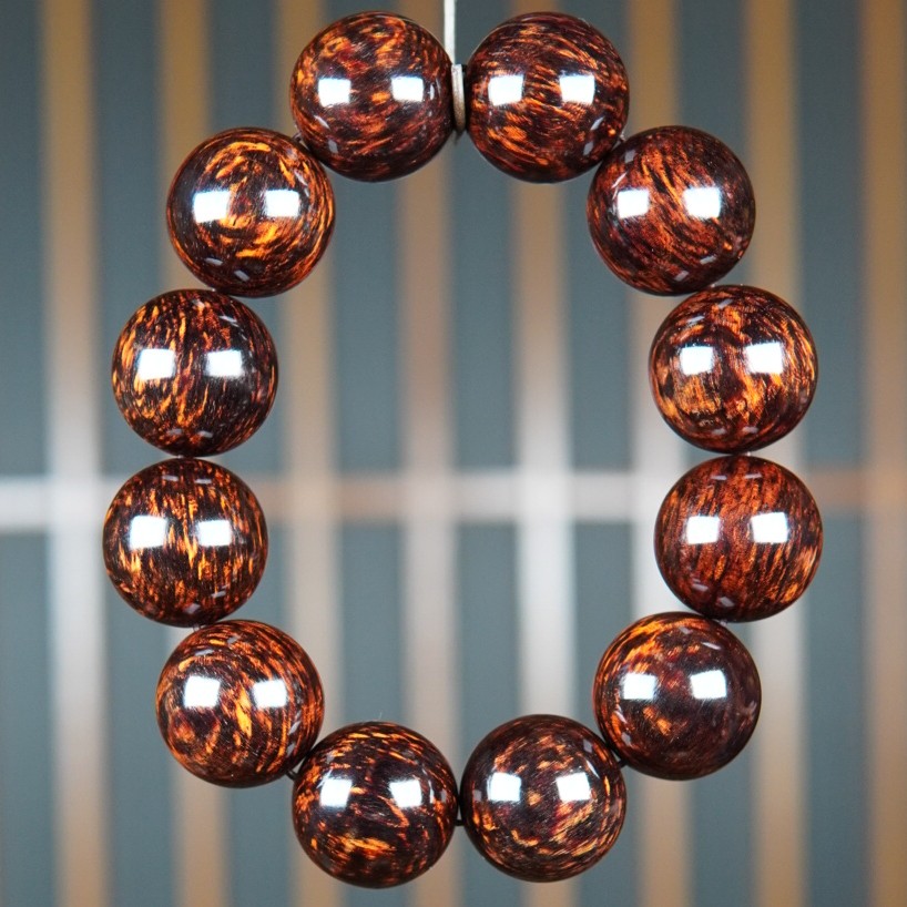 红降花梨公2.0规格芝麻黑漂红手串木质高级感文玩手串上等文玩