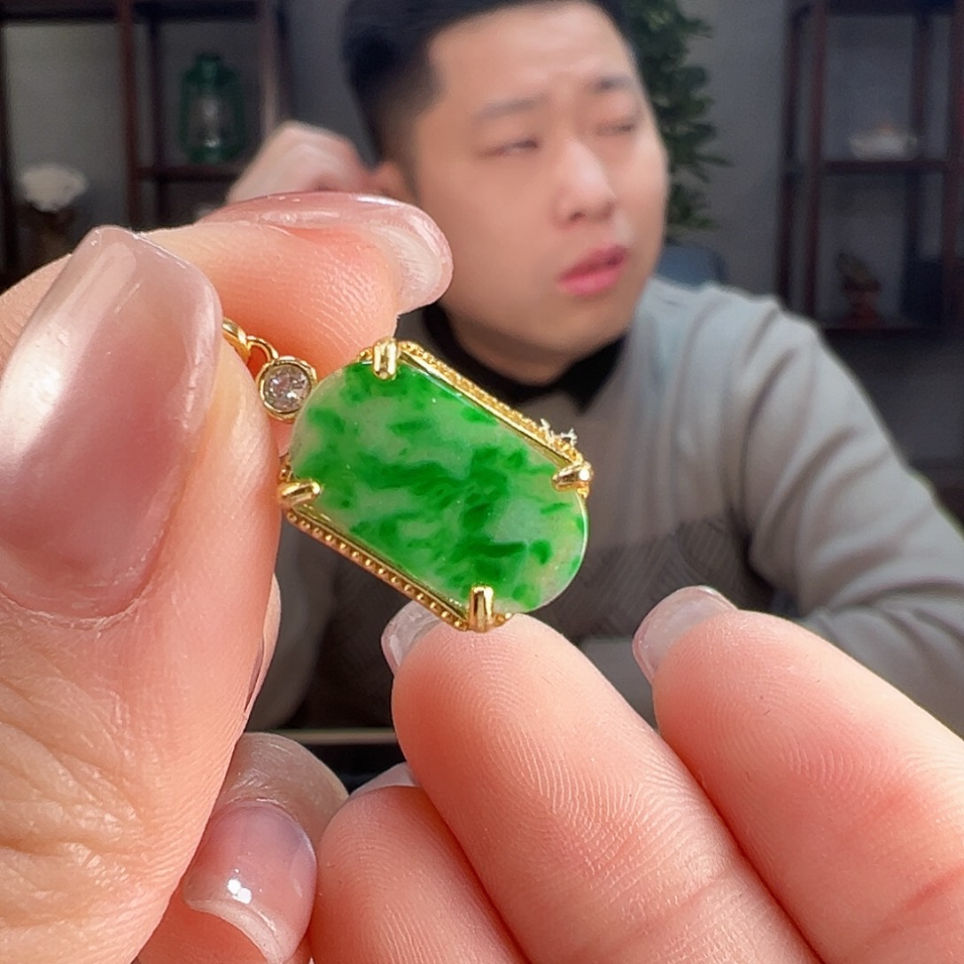 翡翠颈饰银S925镶嵌吊坠9