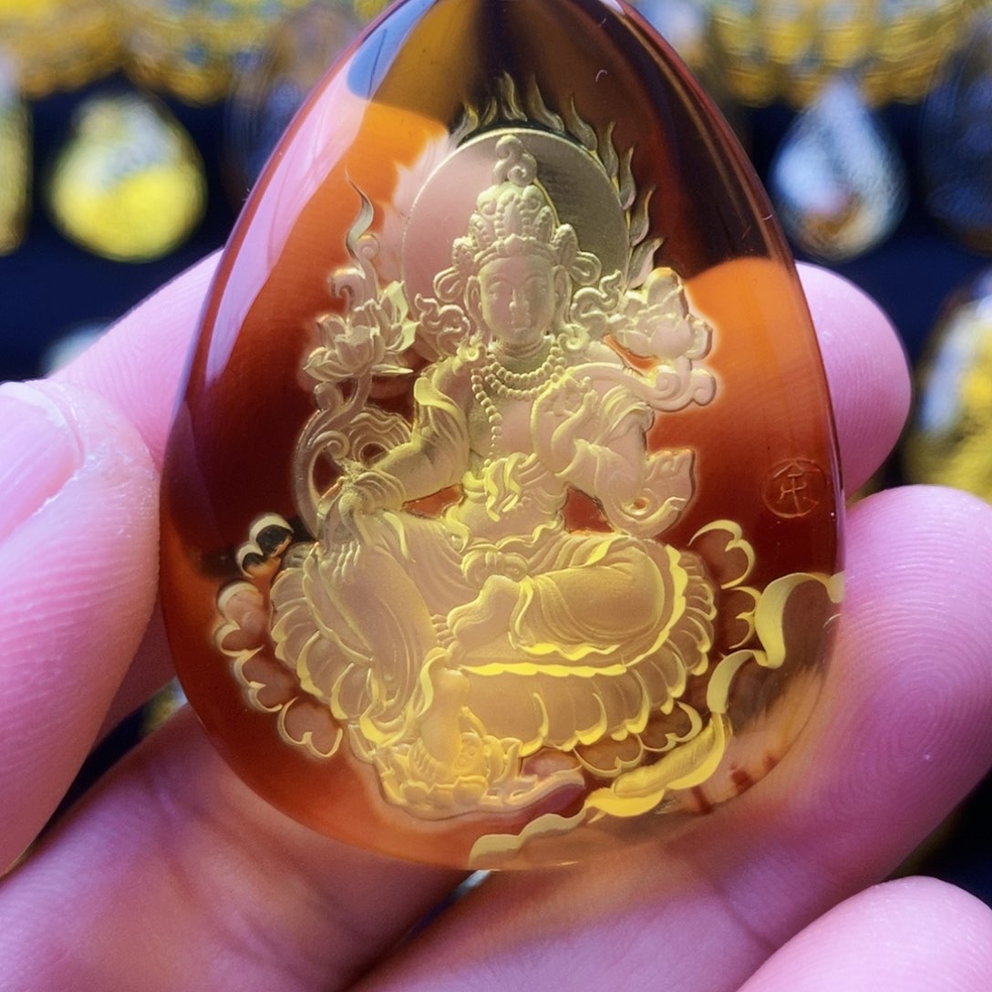 【闪购商品】金珀颈饰未镶嵌琥珀阴雕