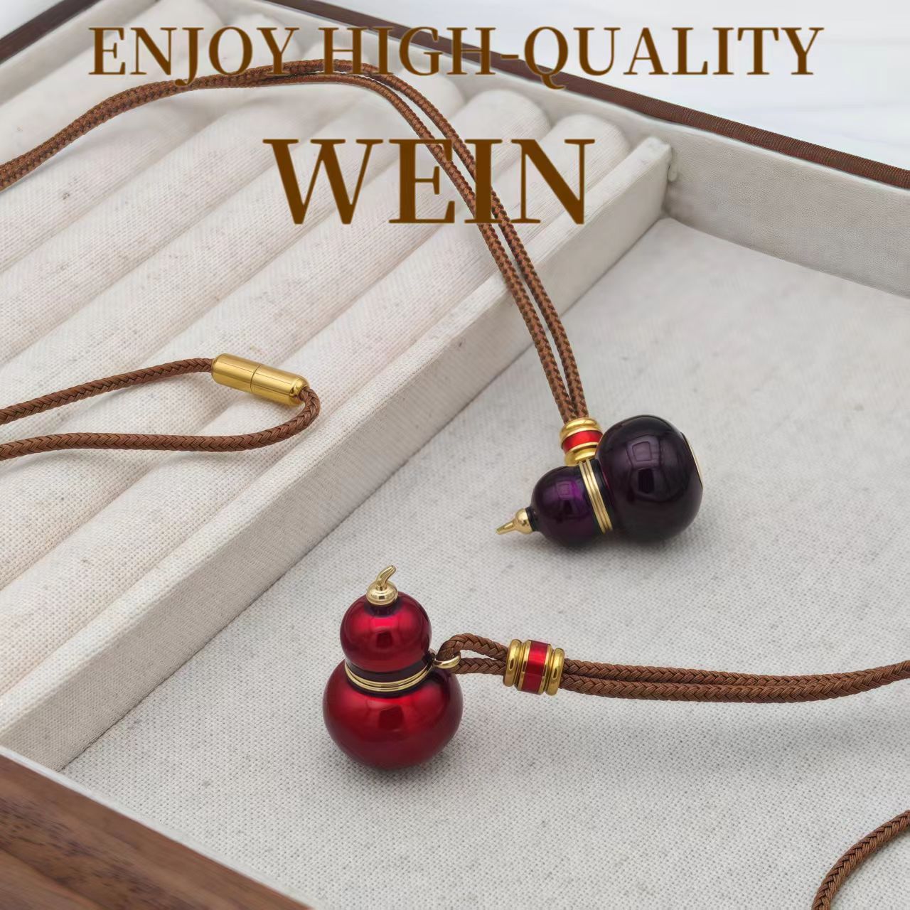 WEIN 钛钢项链 红色珐琅葫芦毛衣链紫色手工编绳轻奢金色高级感女