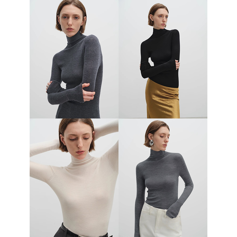 高级感显瘦气质软糯毛衣内搭打底衫女秋冬百搭长袖针织衫修身上衣