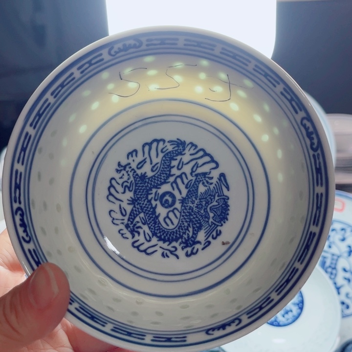 碗青花玲珑5.5寸饭碗老玲珑