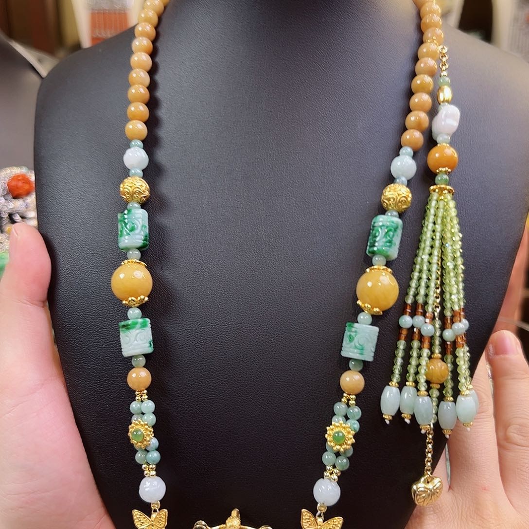 翡翠项链银S925镶嵌项链