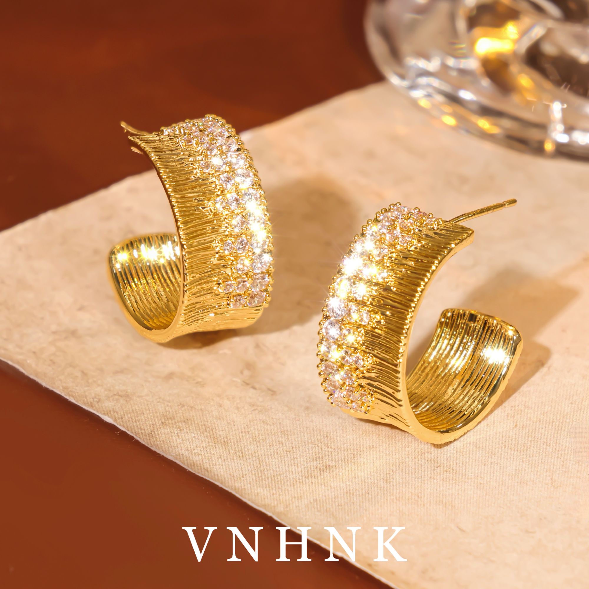 铜合金合成锆石耳饰 美可儿   N179    金色时尚气质耳环