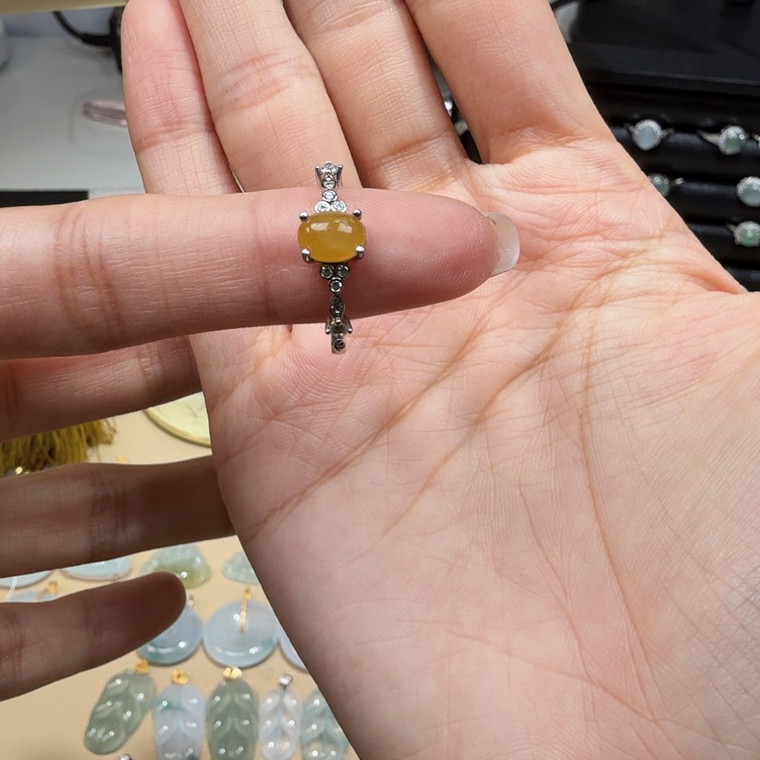 是***呀翡翠银S925镶嵌戒指