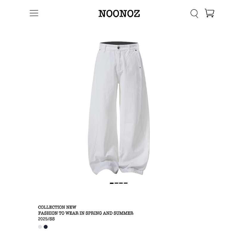 NOONOZ潮牌美式弯刀牛仔裤男新款拼接宽松垂感通勤阔腿休闲裤子