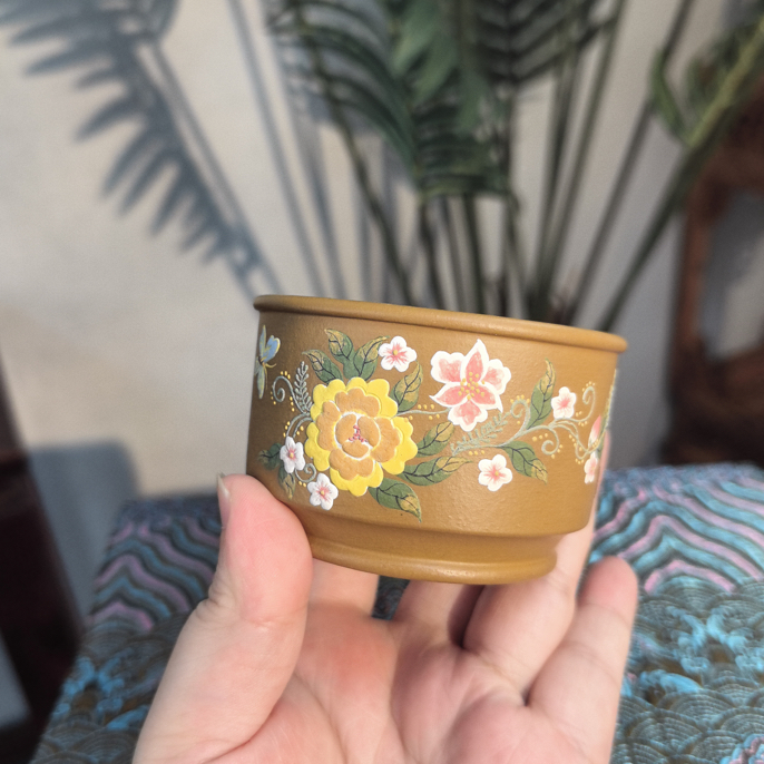 黄金朱泥蝶恋花扳指杯