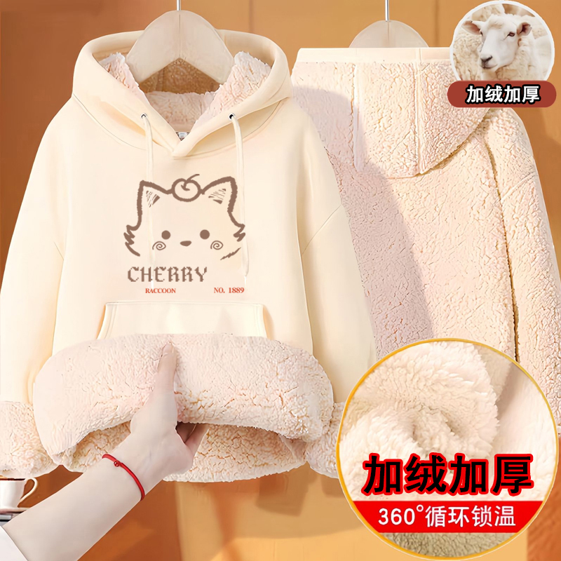 女童冬季加绒卫衣2025新款中大童炸街儿童卡通连帽风洋气时髦上衣