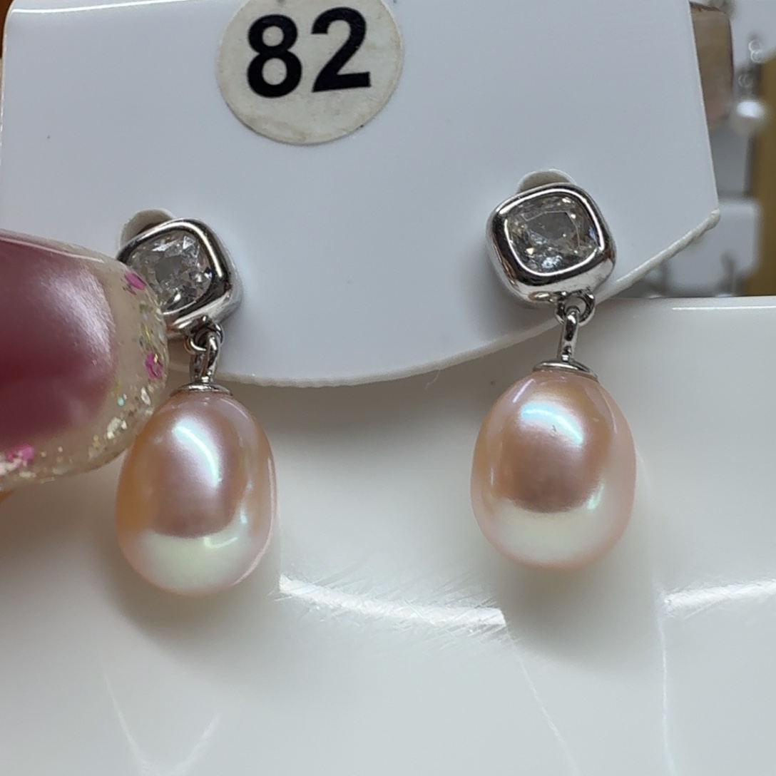 银S925镶嵌淡水珍珠耳饰珍珠
