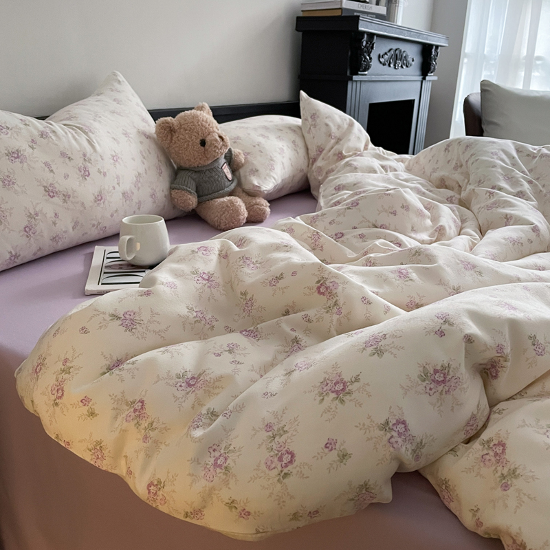 【晴美】裸睡神器针织秋衣秋裤同款面料四件套-紫苏