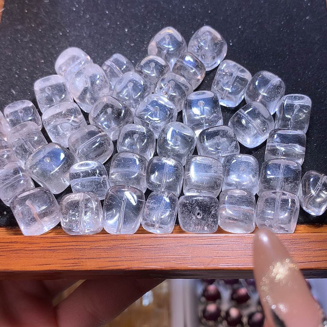 水晶手串未镶嵌白水晶方糖10mm微棉2颗装