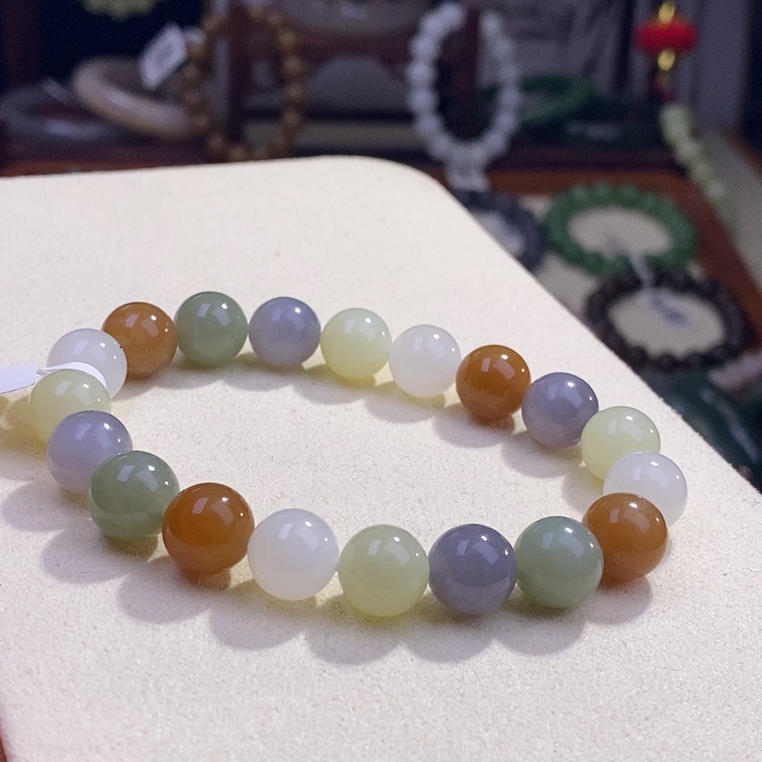 颈饰未镶嵌和田玉精品多宝老料圆珠手串10m