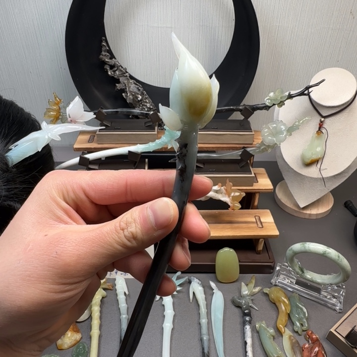 蛇纹石玉未镶嵌发簪