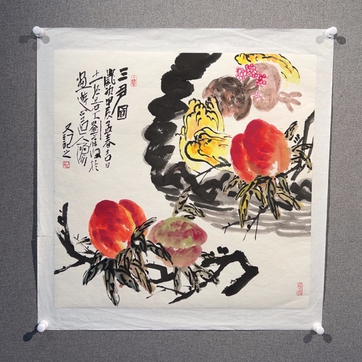 国画红袍画院手绘作品