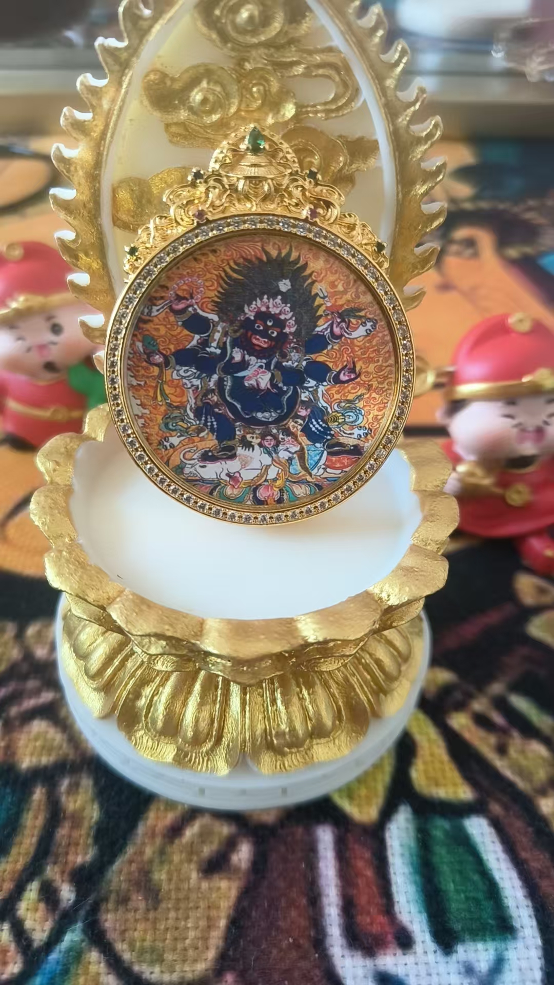 吊坠925银皮 大黑天兴隆招财唐卡项链复古吊坠