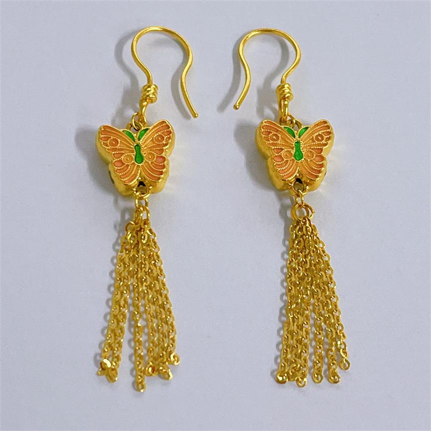 恒宝福【琳琳专享】足金999 无氰流苏蝴蝶耳钩