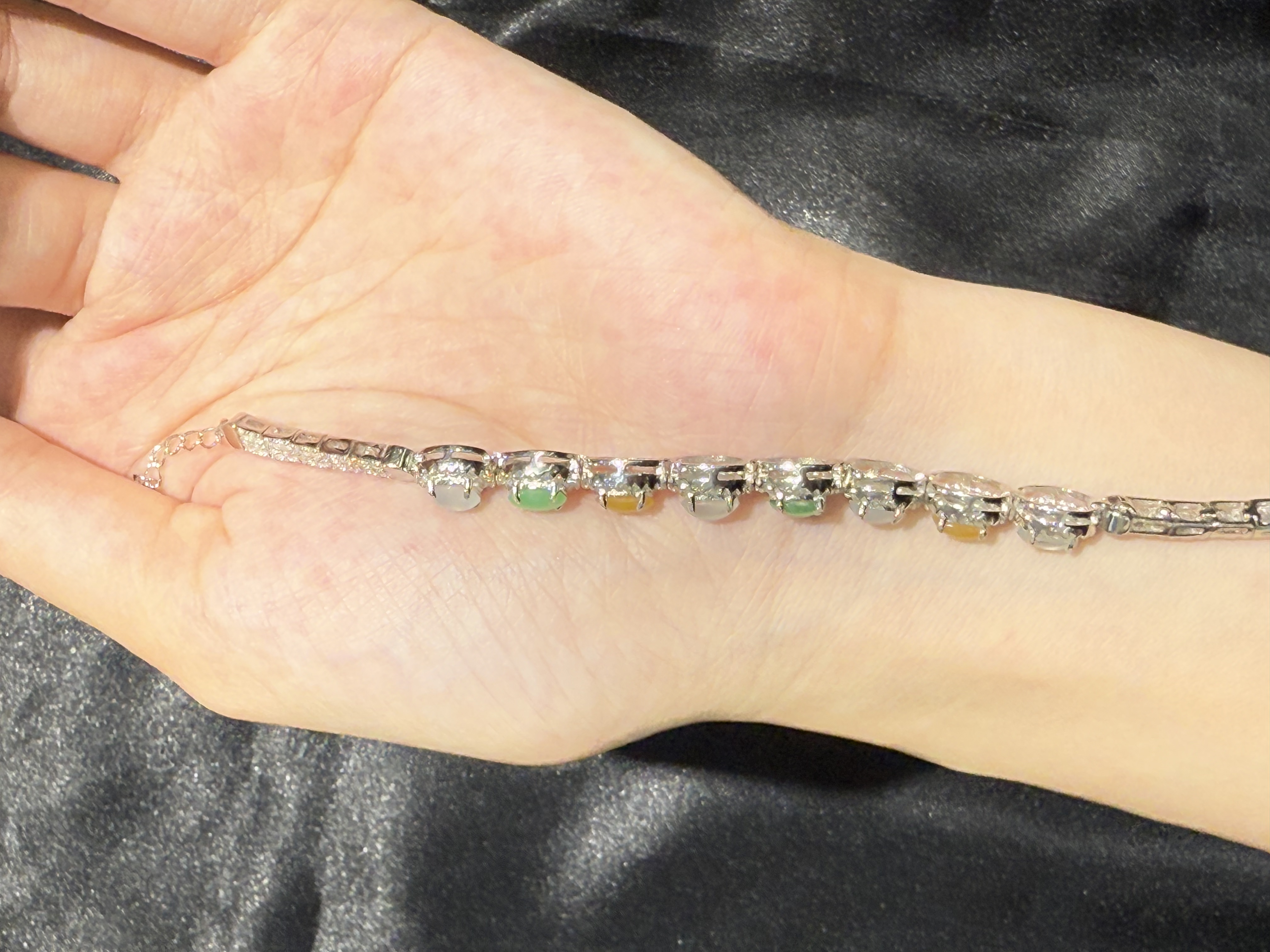 【缅甸A货翡翠】通体925银镶缅甸翡翠手链镶嵌轻奢镶嵌