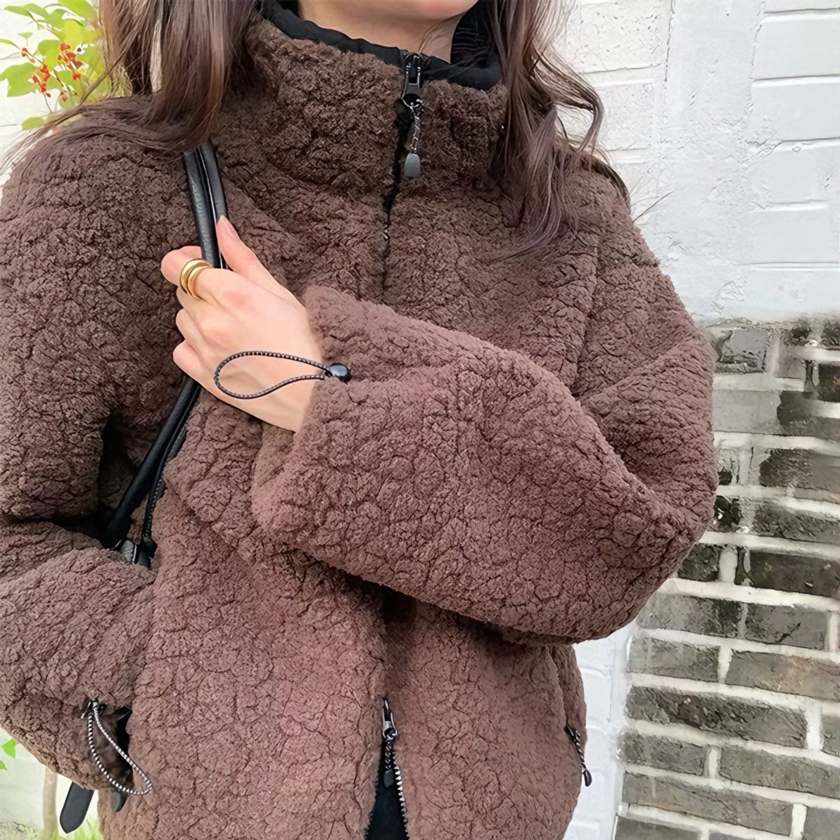 现！慕予【可可绒】plate冬短款立领羊羔毛外套女保暖加厚上衣