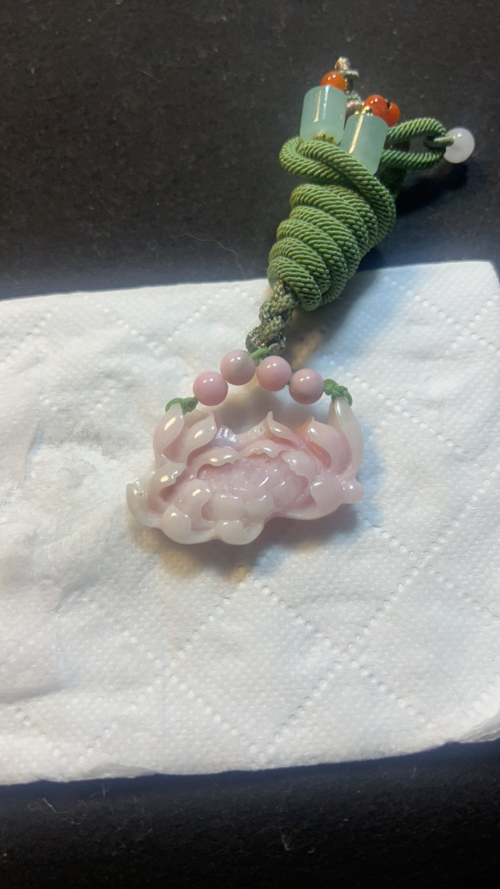 定制款独山玉芙蓉粉莲花吊坠