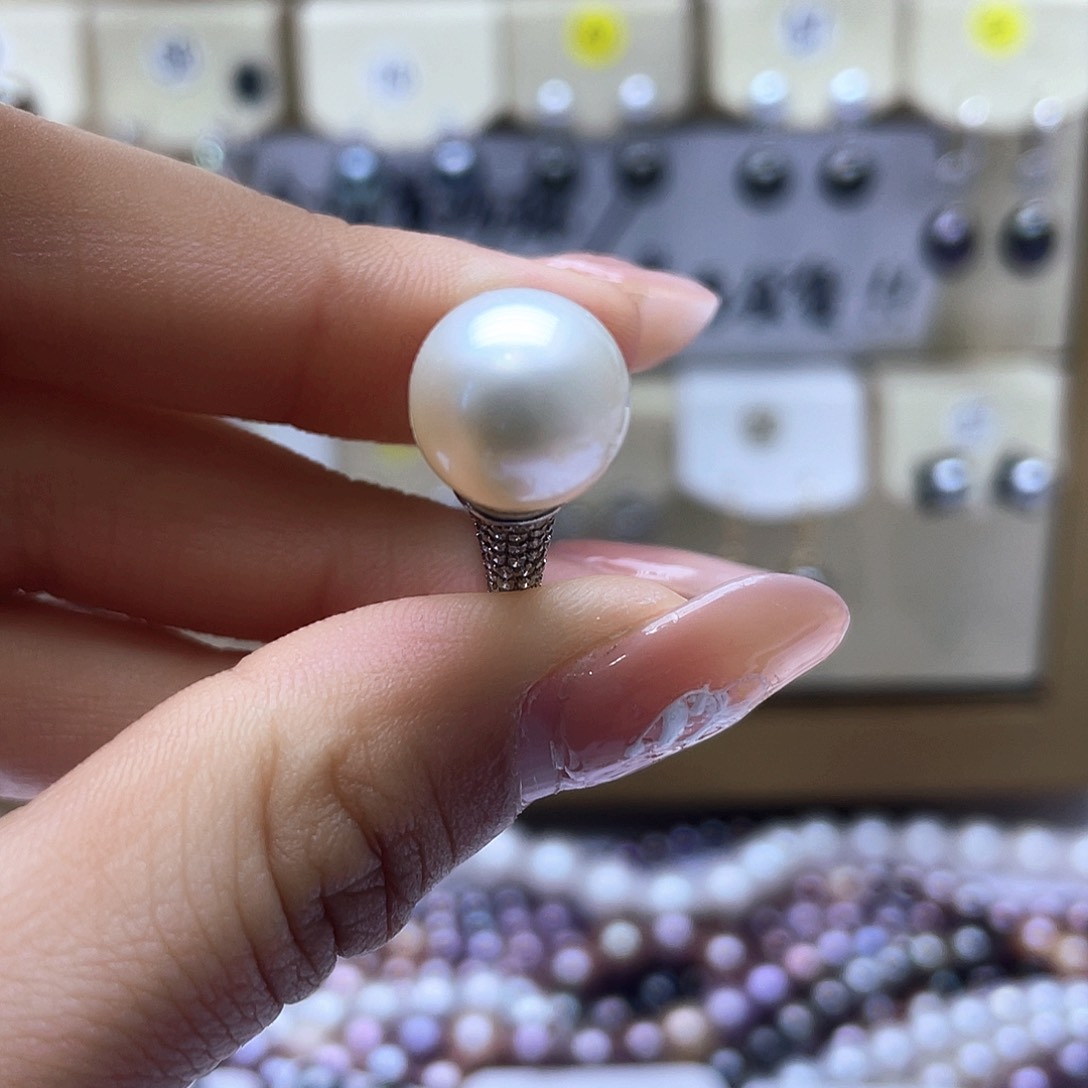 海水珍珠戒指银S925镶嵌