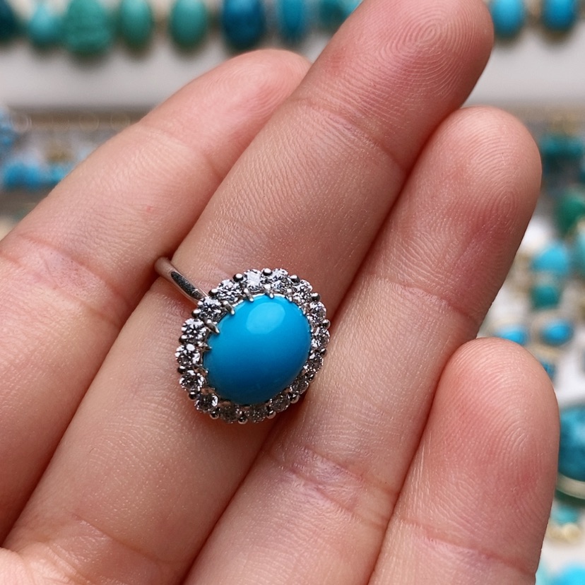 【闪购商品】绿松石配饰18K金镶嵌蓝**儿