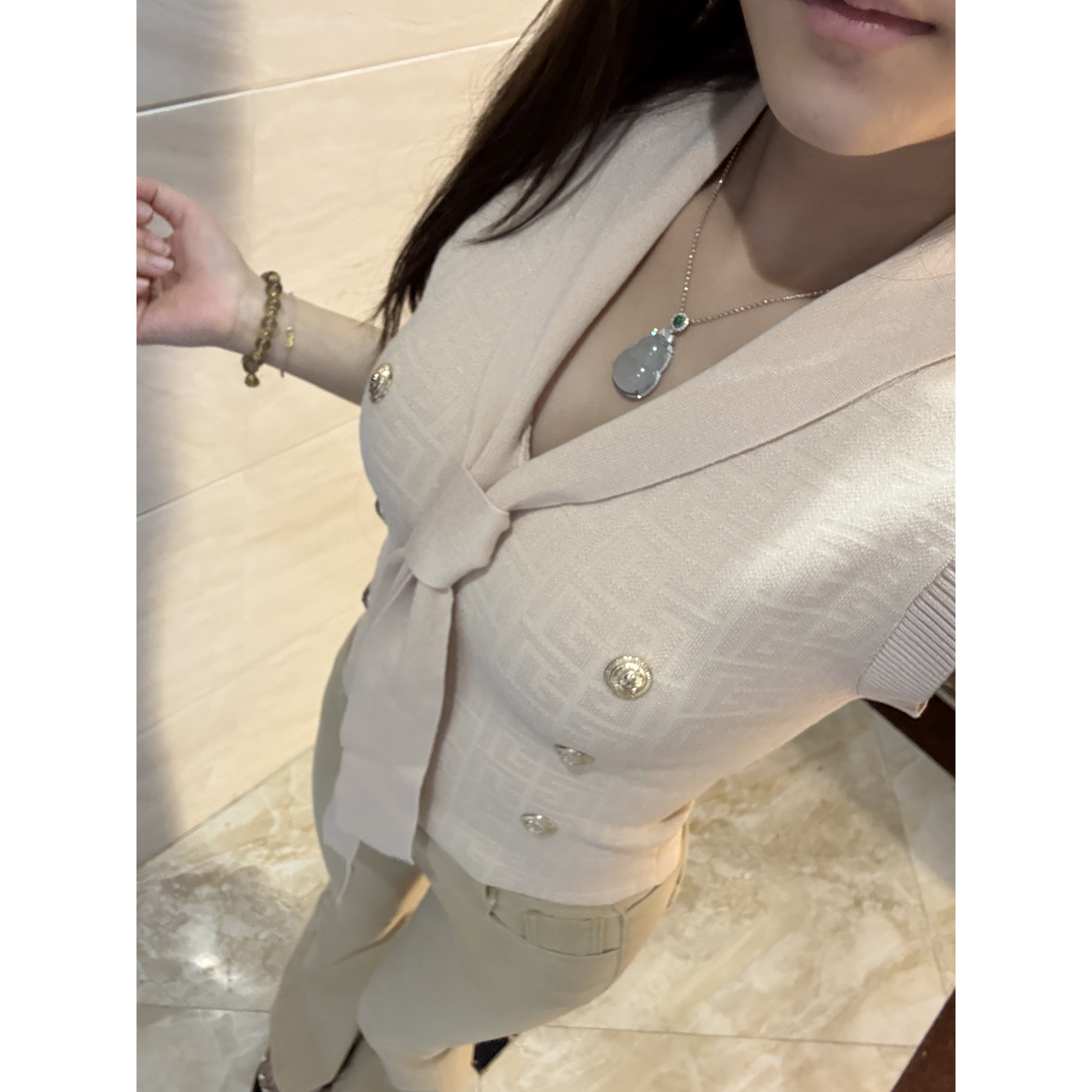 名媛气质小香风针织背心夏设计感修身短袖V领无袖上衣女时尚法式