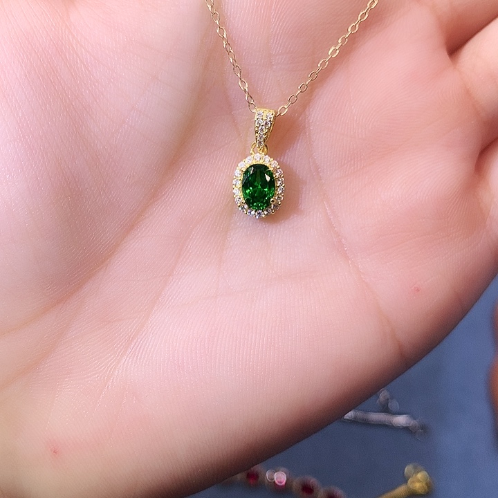 透辉石吊坠银S925镶嵌