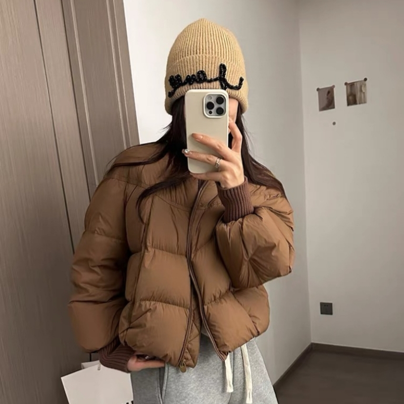 运补6-8 LLZ棒球领棉服女短款2025冬季螺纹加厚面包服棉服【502】