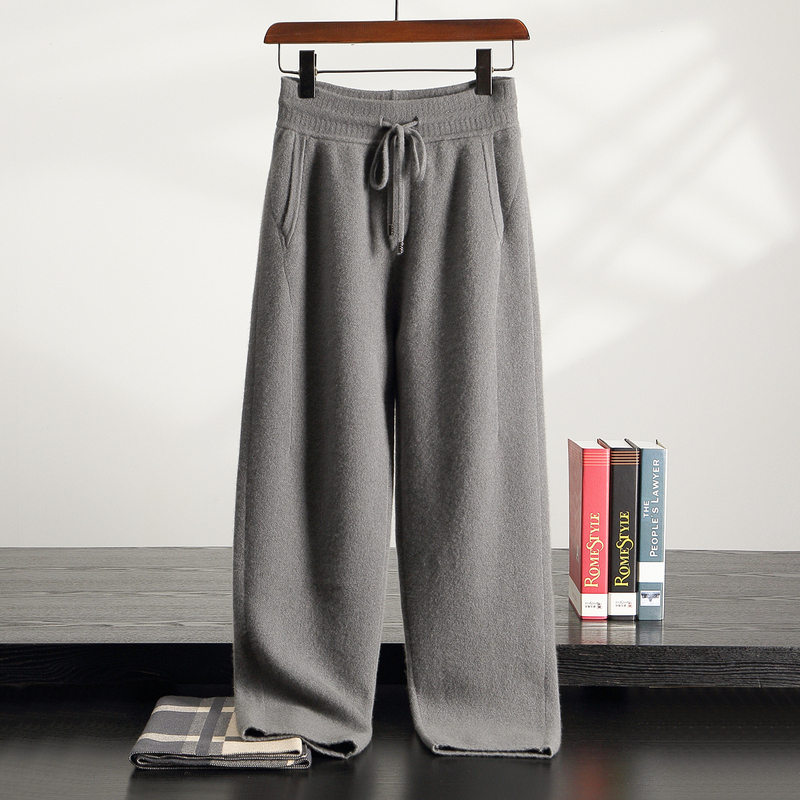 100%纯山羊绒男士冬季空气层加厚直筒裤时尚百搭休闲裤095