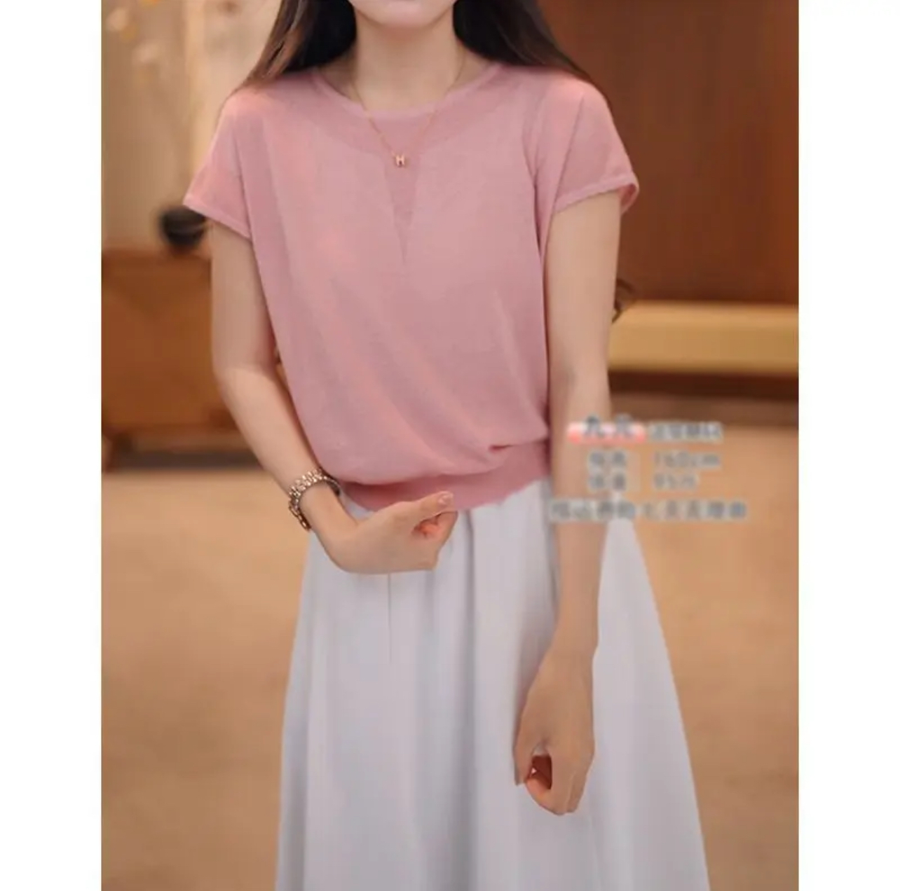 镂空设计】1短袖宽松显瘦圆领上衣女