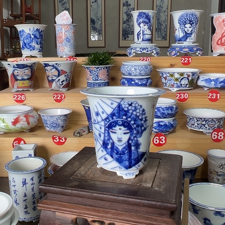 墨奈手绘陶瓷花盆