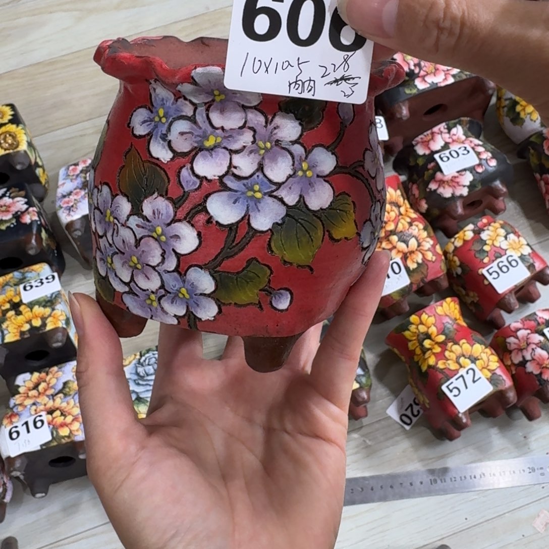 肉***喵补差价链接花盆手绘花盆手绘花盆