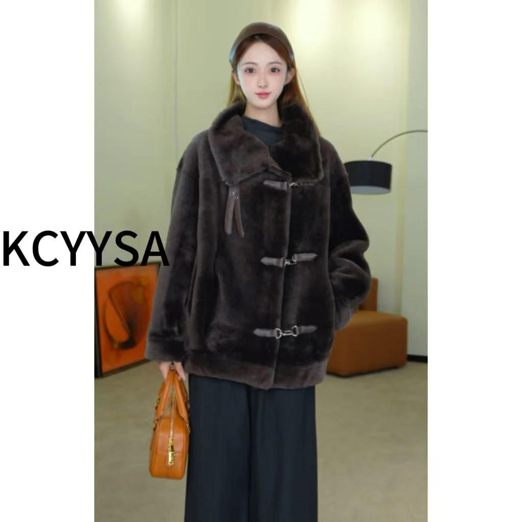 2026新款美利奴羊皮毛一体韩范冬季连帽中长款 25071