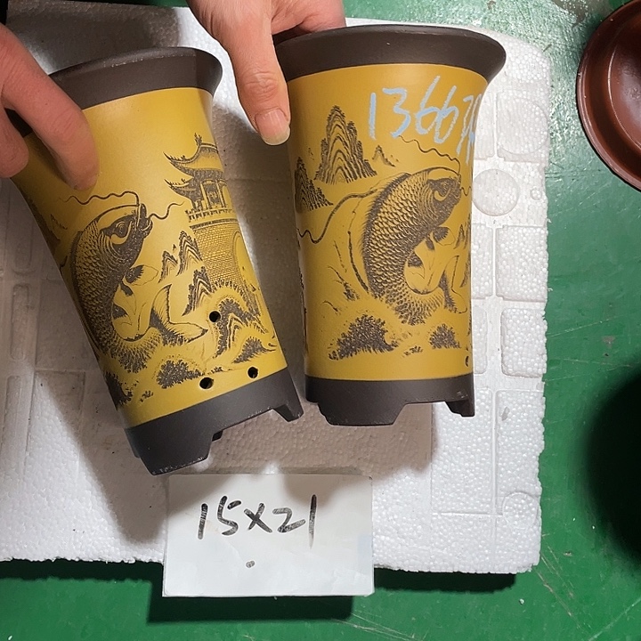 狼***牙花盆紫砂微瑕小号