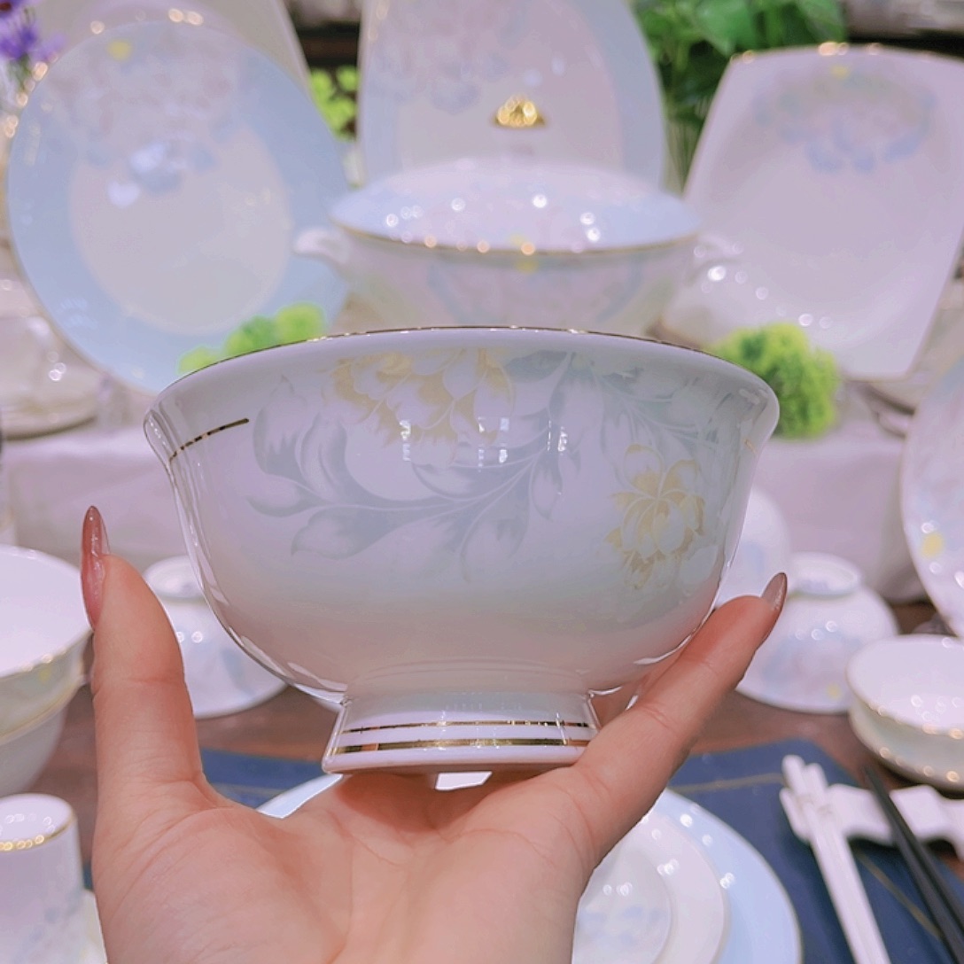 【闪购商品】瓷描金清雅5寸米饭碗