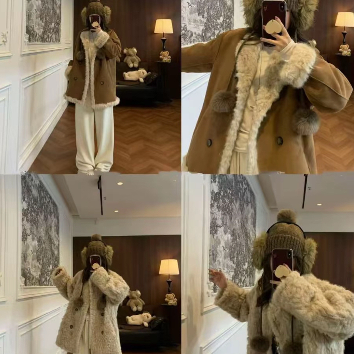 【半熟冬日】2025秋冬新款韩版常规款仿湖羊双面穿百搭毛毛外套