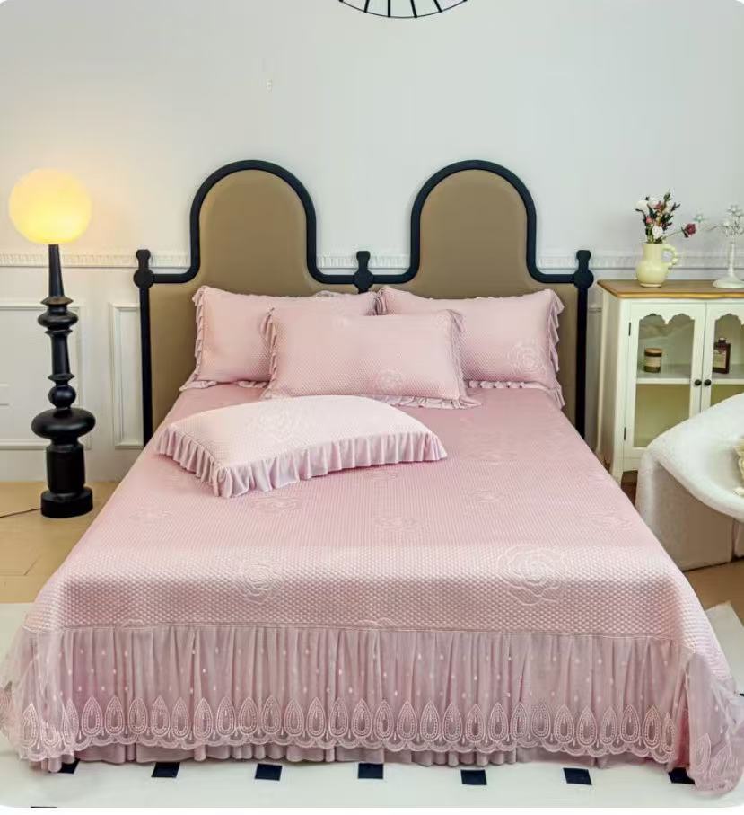 新款 高分子 【 玫瑰款】 乙纶 凉席 全凉感 高端轻奢 三件套