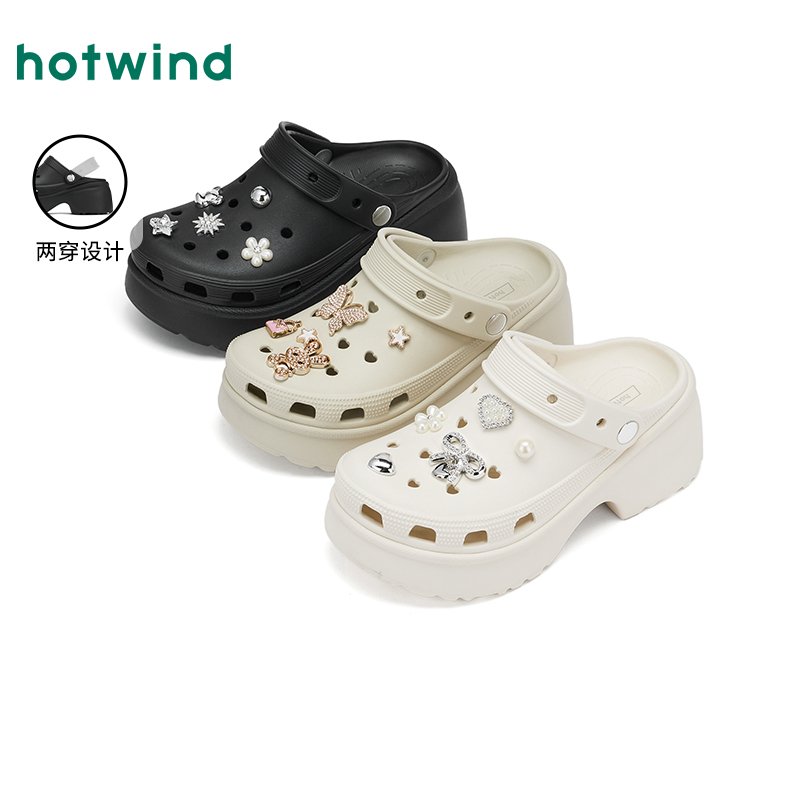 热风商场同款【琥珀流光】女时尚厚底增高休闲凉拖鞋H69W25203