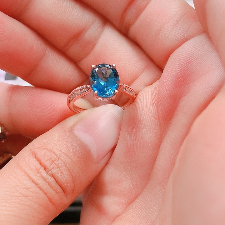 托帕石戒指银S925镶嵌8✖️10