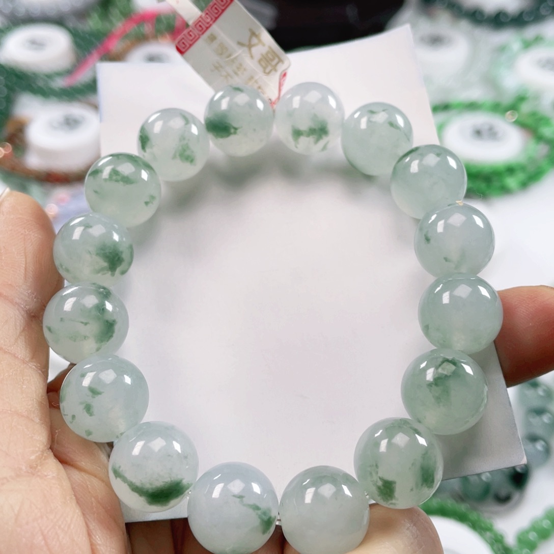 翡翠戒指未镶嵌天然翡翠手串12.9mm